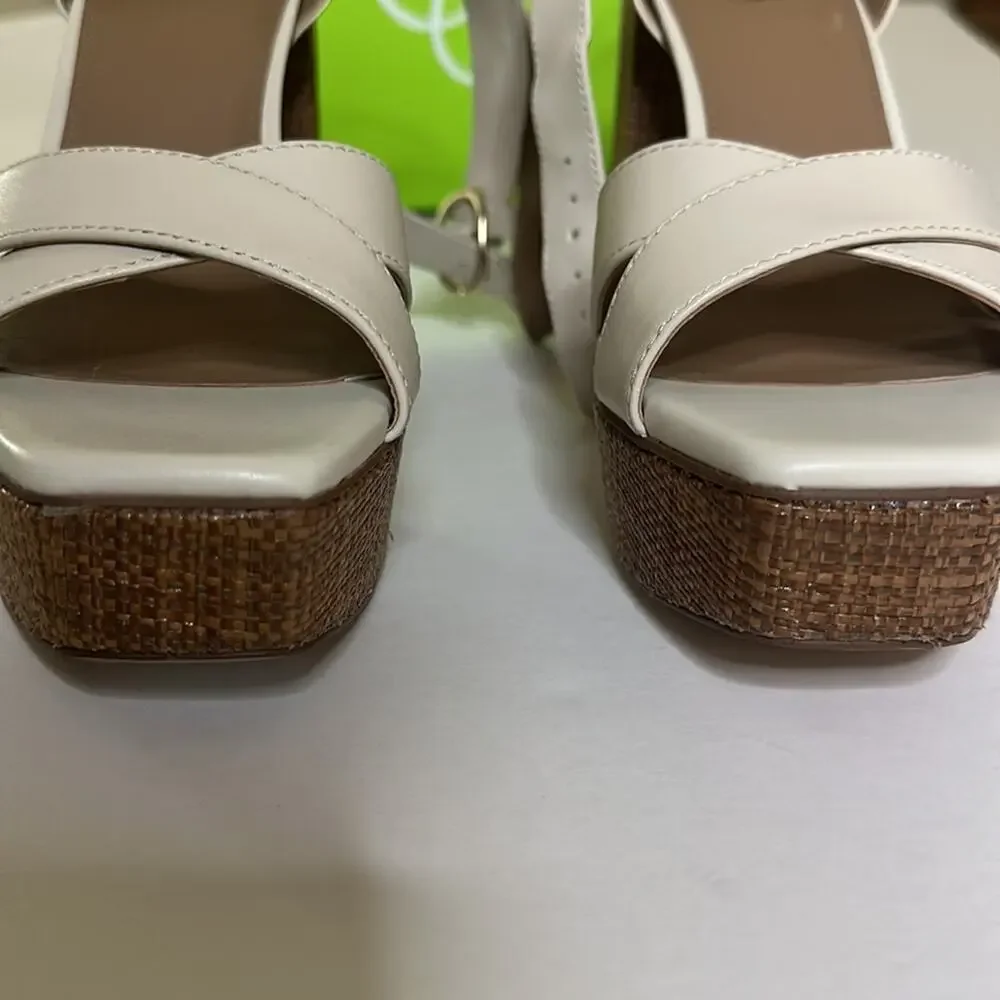 Sam Edelman Cream Platform Block Heel Sandals Size 9 NWT leather - Picture 6 of 13